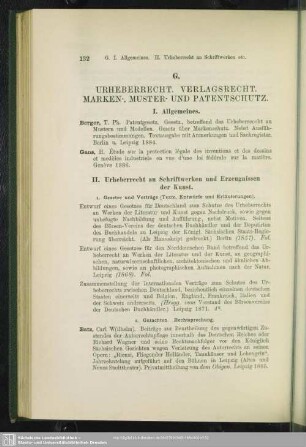 G. Urheberrecht. Verlagsrecht. Marken- Muster- Und Patentschutz