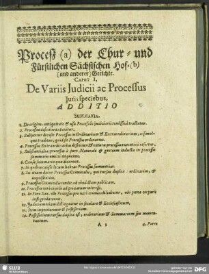 Caput I. De Variis Judicii ac Processus Juris speciebus