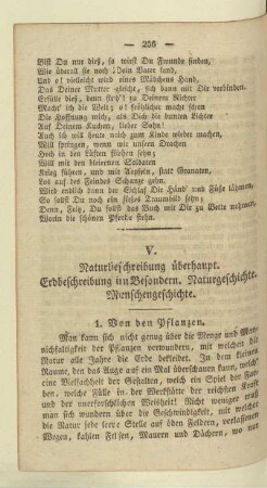 V. Naturbeschreibung überhaupt. Erdbeschreibung insbesondern. Naturgeschichte. Menschengeschichte