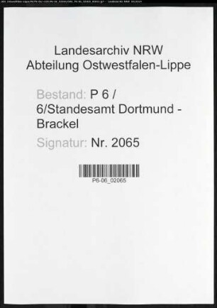 Sterberegister Standesamt Dortmund-Brackel (VI)