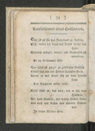 Patriotismus eines Holländers.