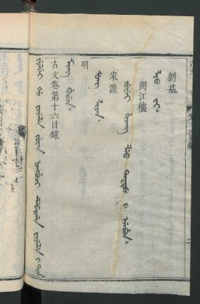 juwan ningguci debtelin fiyelen i ton = 卷第十六目錄, Ming gurun = 明, Song Liyan = 宋濂
