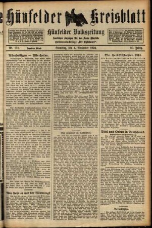 Zweite Ausgabe vom Samstag, den 01. November 1924.