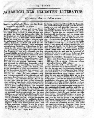 Berlin, b. Matzdorf: Titan, von Jean Paul. Zweyter Band. 200 S. 8. 1801.