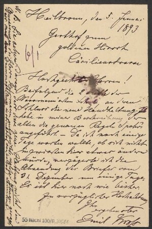 Brief an B. Schott's Söhne : 05.01.1893