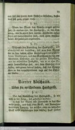 Vierter Abschnitt. Uiber die verschiedenen Handgriffe