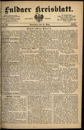 Ausgabe vom Samstag, den 28. März 1885.