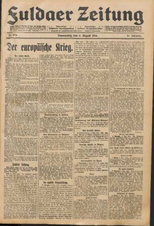 Ausgabe vom Donnerstag, den 06. August 1914.