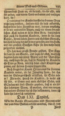 Das LXI. Capitel. Wie der Kayser Octavianus und Florentz wieder von dem Sultan erlöset worden, ...
