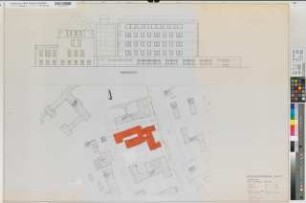 Münster (Münster) Augenklinik der Universität Blatt 1 Nordansicht und Lageplan 1978 1 : 100/500 83 x 120 Pause Staatshochbauamt I für die Universität Münster 201.01