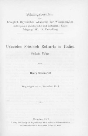 Urkunden Friedrich Rotbarts in Italien. 6