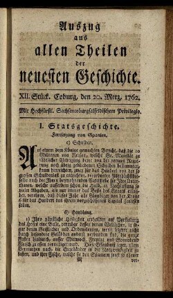 XII. Stück. Coburg, den 20. Merz, 1762.