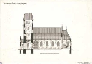 Schmidt, Heinrich von; Oberhilbersheim; Neue Ev. Kirche - Längsschnitt