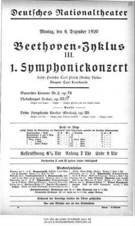 Beethoven-Zyklus III. 1. Symphoniekonzert