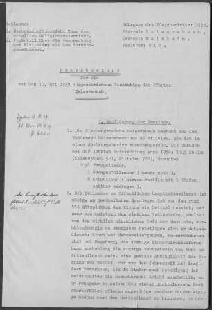 Kaisersbach: Pfarrbericht 1939