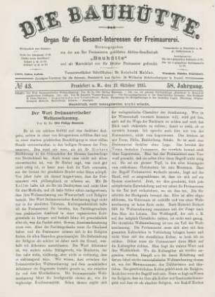 No. 43. Frankfurt a. M., den 23. Oktober 1915. 58. Jahrgang.