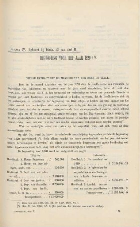 Bijlage IV. Behoort bij bladz. 13 van deel II. Begrooting voor het jaar 1820