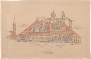 Gsaenger, Gustav; München, Theatinerstr.; Bayerisches Kultusministerium, Erweiterung - Kultusministerium (Perspektive)
