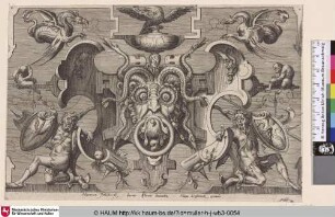 [Kartusche mit einer Maske; Cartouche with a mask]