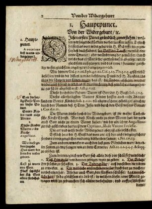 I. Hauptpunct. Von der Widergeburt/ c.