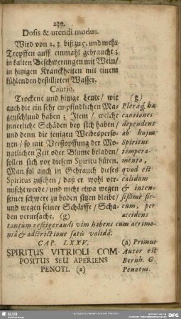 Cap. LXXV. Spiritus Vitrioli Compositus Seu Aperiens Penoti