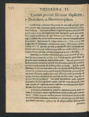 Theorema II. Causam peccati facimus duplicem, I. Diabolum, 2. Hominem ipsum.