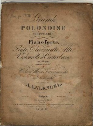 Grande polonoise : pour pianoforte, flûte, clarinette, alto, violoncelle et contrebasse ad lib. ; oeuv. 35