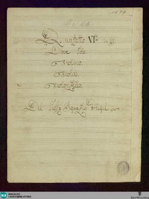 Quartets. Arr - Don Mus.Ms. 1577 : ob, vl, vla, vlc; A; BenP 303