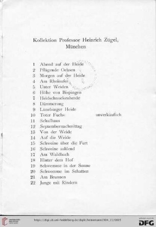 Kollektion Professor Heinrich Zügel, München