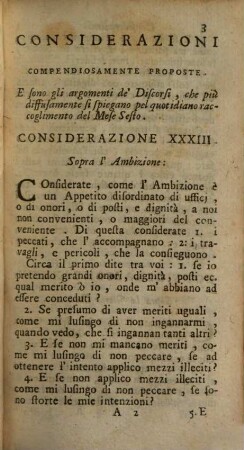Considerazioni E Discorsi Famigliari, E Morali : A comodo di chi voglia ogni giorno fissare il pensiero in qualche Verità eterna, E Ad Uso De' Reverendi Parrochi Dall' Altare E de' Direttori di Congregazioni, e di Esercizj spirituali, 6