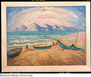 Italien, Strand mit Fischerbooten