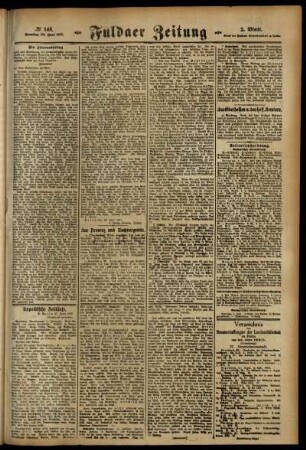 Zweite Ausgabe vom Samstag, den 30. Juni 1917.
