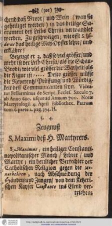 Zeugnuß S. Maximi deß H. Martyrers.