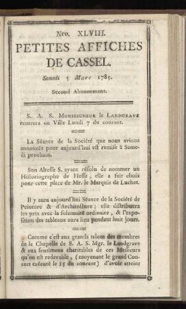 No XLVIII (Samedi 5 Mars 1785)