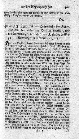 Heilmethode der Fieber.