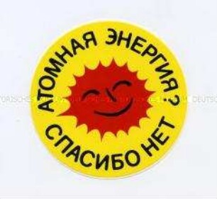 Aufkleber gegen Atomenergie (russisch)