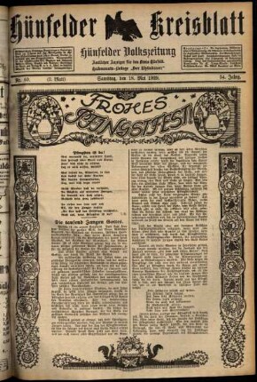 Dritte Ausgabe vom Samstag, den 18. Mai 1929.
