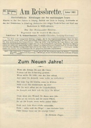Nr. 1. Januar 1907.