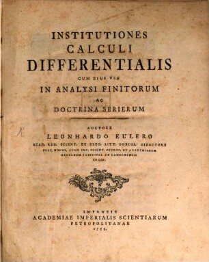 Institutiones Calculi differentialis