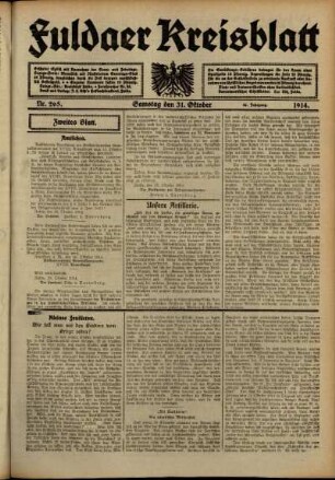 Zweite Ausgabe vom Samstag, den 31. Oktober 1914.