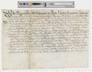 Bürgermeister und Ratsmannen verschreiben Christoffer Töbinge für 200 Reichstaler eine Rente von 10 Talern.