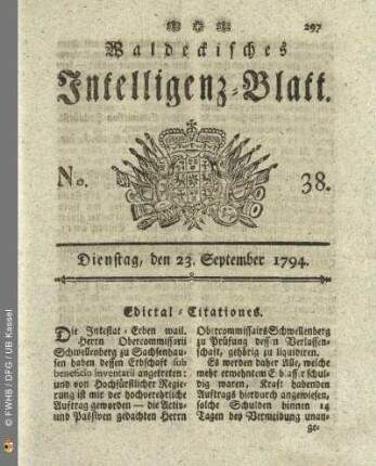 No. 38. Dienstag, den 23. September 1794