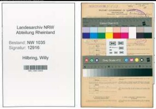 Entnazifizierung Willy Hilbring , geb. 16.01.1912 (Kaufmaennischer Angestellter)