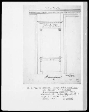 Kassel & Palais von Hessensein & Balkonzimmer & Wandaufriß