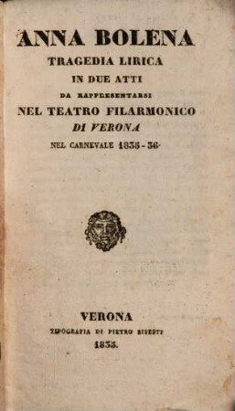 Anna Bolena : Tragedia lirica in 2 atti