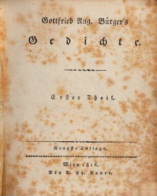 Gottfried Aug. Bürger's Gedichte. 1