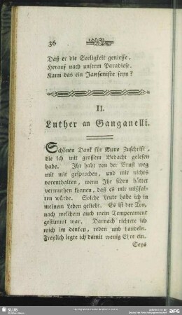 II. Luther an Ganganelli