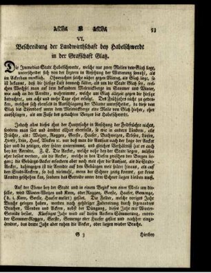 VI. Beschreibung der Landwirthschaft bey Habelschwerdt in der Grafschaft Glatz.