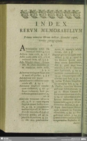 Index Rerum Memorabilium