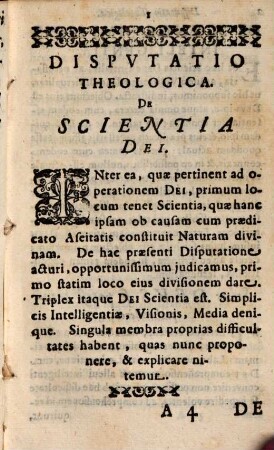 Disputatio theologica de scientia Dei
